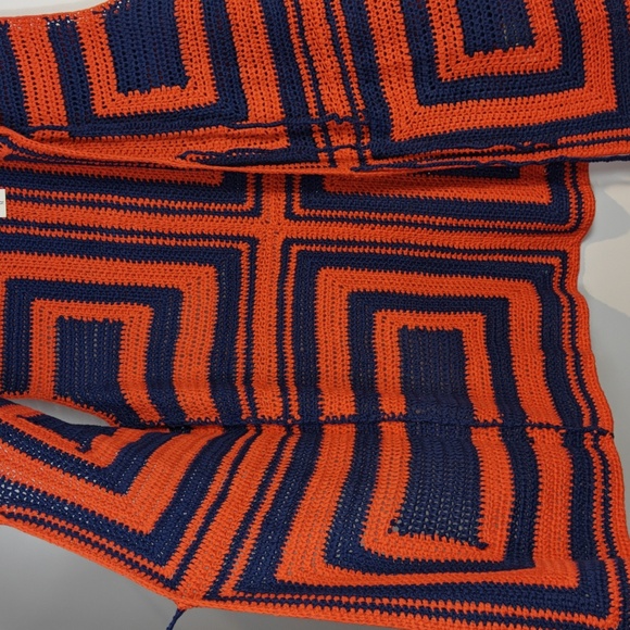 FRNCH NWT Cybille Sleeveless Crochet Jacket Vibrant Orange and Blue Knit Medium - Picture 9 of 16